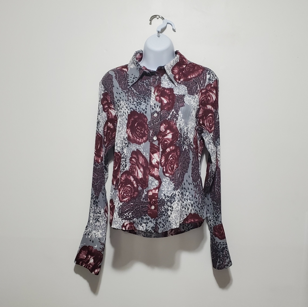 Jaipur blouse wine flower pattern, size M